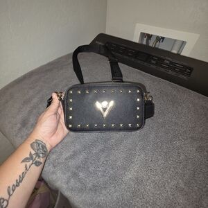 Valentino Orlandi Black and Gold Studded Crossbody Bag
